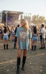 Oversized Rock Band T-Shirt Women Country Music Shirt Tops Nashville Music City Tshirt Vintage Guitar Wings Graphic Tees - Image 3