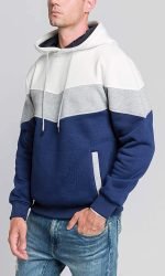 Men’s Color Block Hoodie – Fleece Long Sleeve Pullover Sweatshirt with Pocket - Image 3