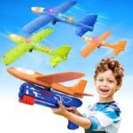 Fuwidvia 3 Pack Airplane Launcher Toys – LED Foam Glider Planes for Kids (Blue, Green & Orange)