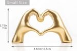 Small Heart Hands Sculpture Decor for Living Room Bedroom Bookshelf Coffee Table and Office Display, Love Finger Statue Modern Aesthetic Home Decor, Unique Gift for Wedding Christmas Birthday (Gold) - Image 4