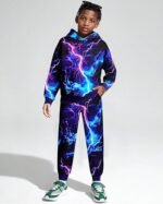 Boy 2 Pcs Clothes Cool 3D Printing Long Sleeve Hoodie & Sweatpants Outfit for 5-12 Years - Image 4