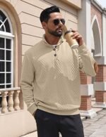 Men’s Casual Pullover Sweatshirt – Long Sleeve Stand Collar Quarter-Button Sweater - Image 2
