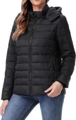 Women's Quilted Puffer Jacket – Lightweight Waterproof Short Winter Coat with Detachable Hood - Image 6