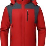 Men’s Skiing Jacket Waterproof Windproof Rain Jacket with Hood