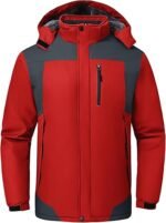 Men’s Skiing Jacket Waterproof Windproof Rain Jacket with Hood