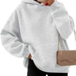 Women's Oversized Fleece Hoodie, Cozy Plush Pullover Sweatshirt with Pocket