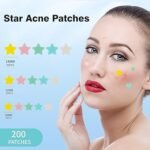 Pimple Patches for Face, Hydrocolloid Acne Patches – Cute Star Zit Covers, Colorful Spot Stickers with Tea Tree, Salicylic Acid & Cica Oil | 3 Sizes (10mm, 12mm & 14mm) | 200 Count - Image 2