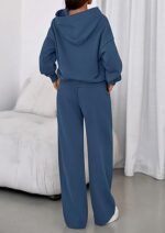 Women's 2-Piece Tracksuit Set – Zip-Up Sweatshirt & Wide Leg Jogger Pants - Image 3
