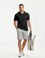 Men’s Short Sleeve Hoodie – Lightweight Cotton Hooded T-Shirt with Pocket - Image 3