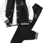 Boys Color Block Button Down Shirt and Jogger Pants Sweatsuit Set (Size 5-12T)