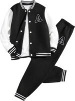 Boys Color Block Button Down Shirt and Jogger Pants Sweatsuit Set (Size 5-12T)