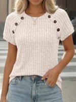 Women's Short Sleeve Shirts Business Casual Blouses Dressy Work Tunic Tops 2026 Spring Sweaters Fashion Clothes - Image 2