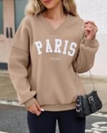 Women's Oversized Fleece Sweatshirt – Long Sleeve Crewneck Pullover - Image 5