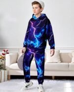 Boy 2 Pcs Clothes Cool 3D Printing Long Sleeve Hoodie & Sweatpants Outfit for 5-12 Years - Image 5