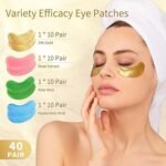 Under Eye Patches, 40 Pairs Eye Mask for Dark Circles, Puffy Eyes, Undereye Bags, Wrinkles – Eye Mask Patches with 24K Gold, Hyaluronic Acid, Rose & Aloe Vera – Eye Treatment Skin Care for Men & Women Gift - Image 2