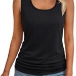 Womens Tank Tops 2026 Square Neck Ruched Sleeveless Summer Casual Basic Tops for Vacation Daily Wear Trendy