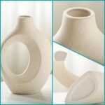 Snuggle Hollow Ceramic Vase Set of 2 – Nordic Modern Boho Decorative Flower Vases - Image 4