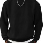 Men’s Crewneck Sweatshirt – Jacquard Texture Pullover Long Sleeve Casual Shirt for Fall & Winter