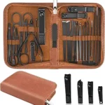 Professional 26-Piece Manicure Set – Stainless Steel Nail Care Kit with Travel Case (Brown)
