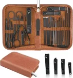 Professional 26-Piece Manicure Set – Stainless Steel Nail Care Kit with Travel Case (Brown)
