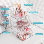 Vtopmart 3 Tier Clear Makeup Organizer with Drawer, Cosmetic Storage for Dresser Countertop and Bathroom Vanity, Beauty Holder for Lipstick Brush Skincare - Image 4
