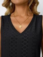 Women Summer Tank Top Eyelet Embroidery 2026 Spring Vacation Sleeveless V Neck Loose Fit Shirt Fashion Casual Clothes - Image 2