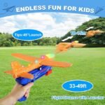 Fuwidvia 3 Pack Airplane Launcher Toys – LED Foam Glider Planes for Kids (Blue, Green & Orange) - Image 2