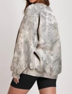 Women's Oversized Camo Sweatshirt – Graphic Maple Leaf Crewneck Pullover - Image 3
