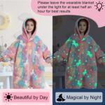 Fiosnow Glow in the Dark Unicorn Blanket Hoodies for Kids, 6-13 Years – Oversize Wearable Blanket Hoodie for Boys, Girls, Teens - Image 3