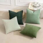 MIULEE Boho Farmhouse Sage Green Throw Pillow Covers 18x18 Inch Set of 4 Modern Nordic Cushion Covers Soft Corduroy Spring Home Decor for Couch Bed Sofa Living Room Forest Green - Image 3