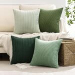 MIULEE Boho Farmhouse Sage Green Throw Pillow Covers 18x18 Inch Set of 4 Modern Nordic Cushion Covers Soft Corduroy Spring Home Decor for Couch Bed Sofa Living Room Forest Green - Image 5