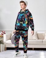Boy 2 Pcs Clothes Cool 3D Printing Long Sleeve Hoodie & Sweatpants Outfit for 5-12 Years - Image 5