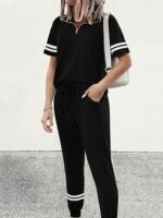 Women's 2-Piece Summer Tracksuit – Quarter-Zip Short Sleeve Top & Jogger Pants - Image 2