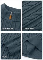 Men’s Quarter-Zip Pullover Sweater – Cable Knit Casual Stand Collar Textured Knit - Image 2