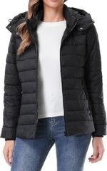 Women's Quilted Puffer Jacket – Lightweight Waterproof Short Winter Coat with Detachable Hood - Image 2