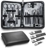 30-in-1 Professional Manicure & Pedicure Kit – Personal Care Grooming Set for Men, Nail Clippers & Beauty Tools with Portable Travel Case (Black)