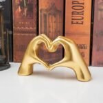 Small Heart Hands Sculpture Decor for Living Room Bedroom Bookshelf Coffee Table and Office Display, Love Finger Statue Modern Aesthetic Home Decor, Unique Gift for Wedding Christmas Birthday (Gold) - Image 5