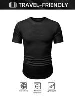 Men’s Muscle Fit Short Sleeve T-Shirt – Slim Fitted Crew Neck Longline Tee for Gym & Workout - Image 3