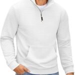 Men’s Quarter-Zip Sweatshirt – Long Sleeve Casual Waffle Pullover Hoodie with Pocket