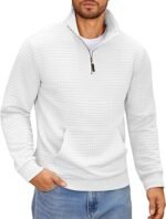 Men’s Quarter-Zip Sweatshirt – Long Sleeve Casual Waffle Pullover Hoodie with Pocket