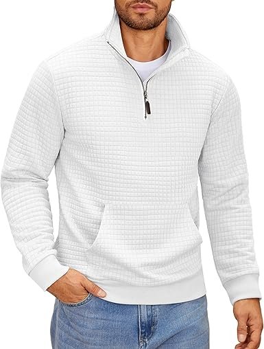 81j8QA5bNyL._AC_SX385_ Men’s Quarter-Zip Sweatshirt – Long Sleeve Casual Waffle Pullover Hoodie with Pocket - Image 1