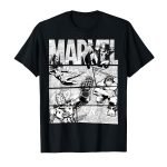 Men’s Retro Comic Graphic T-Shirt – Black & White Print Casual Short Sleeve Crew Neck Tee