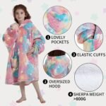 Fiosnow Glow in the Dark Unicorn Blanket Hoodies for Kids, 6-13 Years – Oversize Wearable Blanket Hoodie for Boys, Girls, Teens - Image 2