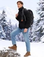PEHMEA Men’s Puffer Jacket Stand Collar Zipper Coat with Pockets Retro Bubble Outwear for Winter - Image 5