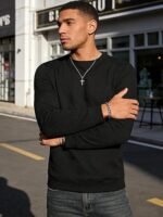 Men’s Crewneck Sweatshirt – Jacquard Texture Pullover Long Sleeve Casual Shirt for Fall & Winter - Image 5