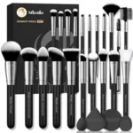 Makeup Brushes Set – 25 Pcs Professional Makeup Kit with Foundation, Powder, Blush, Concealer & Eyeshadow Brushes, 2 Powder Puffs & 2 Makeup Sponges (Black)