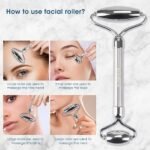 Face Roller & Gua Sha Set – Stainless Steel Facial Roller for Wrinkles, Lifting, and Puffiness, Metal Massager for Eyes, Face, and Neck - Image 5