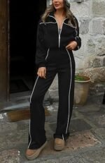 Women's Two Piece Tracksuit Spring 2026 Long Sleeve Zip Up Sweatshirt Long Pants Outfits Jogger Sweatsuit Sets - Image 2