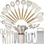 Cooking Utensils Set – Umite Chef Khaki Silicone Kitchen Utensils Set, 34PCS