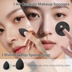 Makeup Brushes Set – 25 Pcs Professional Makeup Kit with Foundation, Powder, Blush, Concealer & Eyeshadow Brushes, 2 Powder Puffs & 2 Makeup Sponges (Black) - Image 5